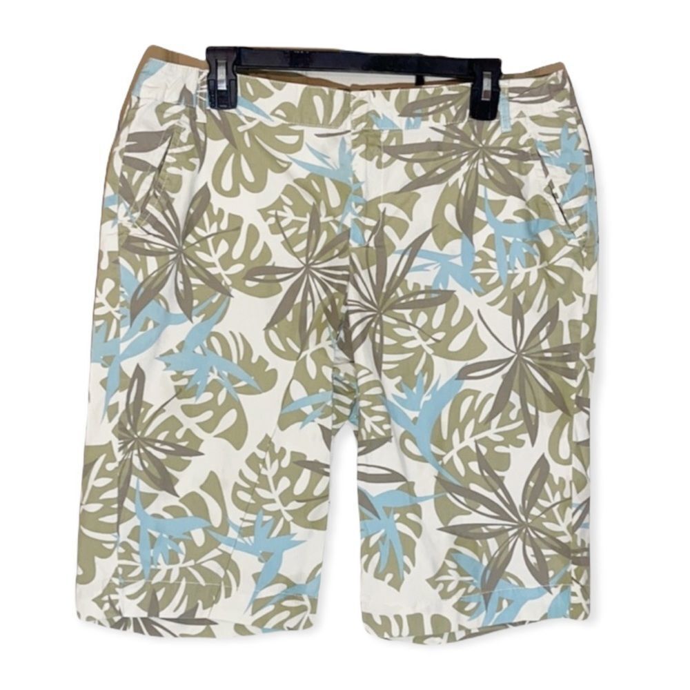French Cuff Tropical Print Bermuda Shorts 12P